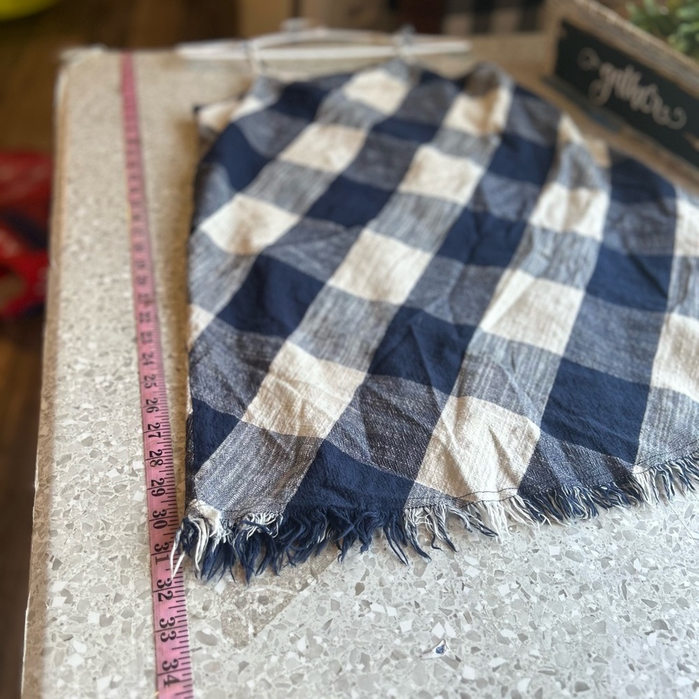 Universal Thread Medium Navy and White Plaid Mini Dress Raw Hem - Picture 7 of 9